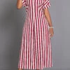 Wine Red Split Striped Maxi Shift Dress -Ethereal Swim 339256 P 16905405699020