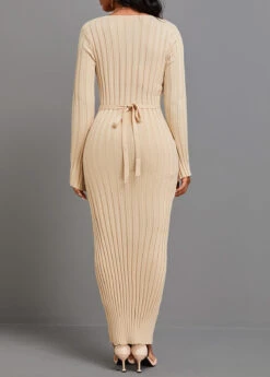 Light Camel Tie Long Sleeve Maxi Dress 8 Light Camel Tie Long Sleeve Maxi Dress -Ethereal Swim 342638 P 16957215023451