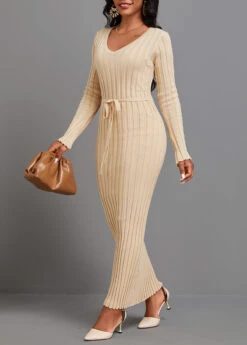 Light Camel Tie Long Sleeve Maxi Dress 9 Light Camel Tie Long Sleeve Maxi Dress -Ethereal Swim 342638 P 16957215027762