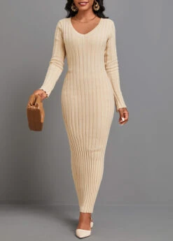 Light Camel Tie Long Sleeve Maxi Dress 10 Light Camel Tie Long Sleeve Maxi Dress -Ethereal Swim 342638 P 16957215029563